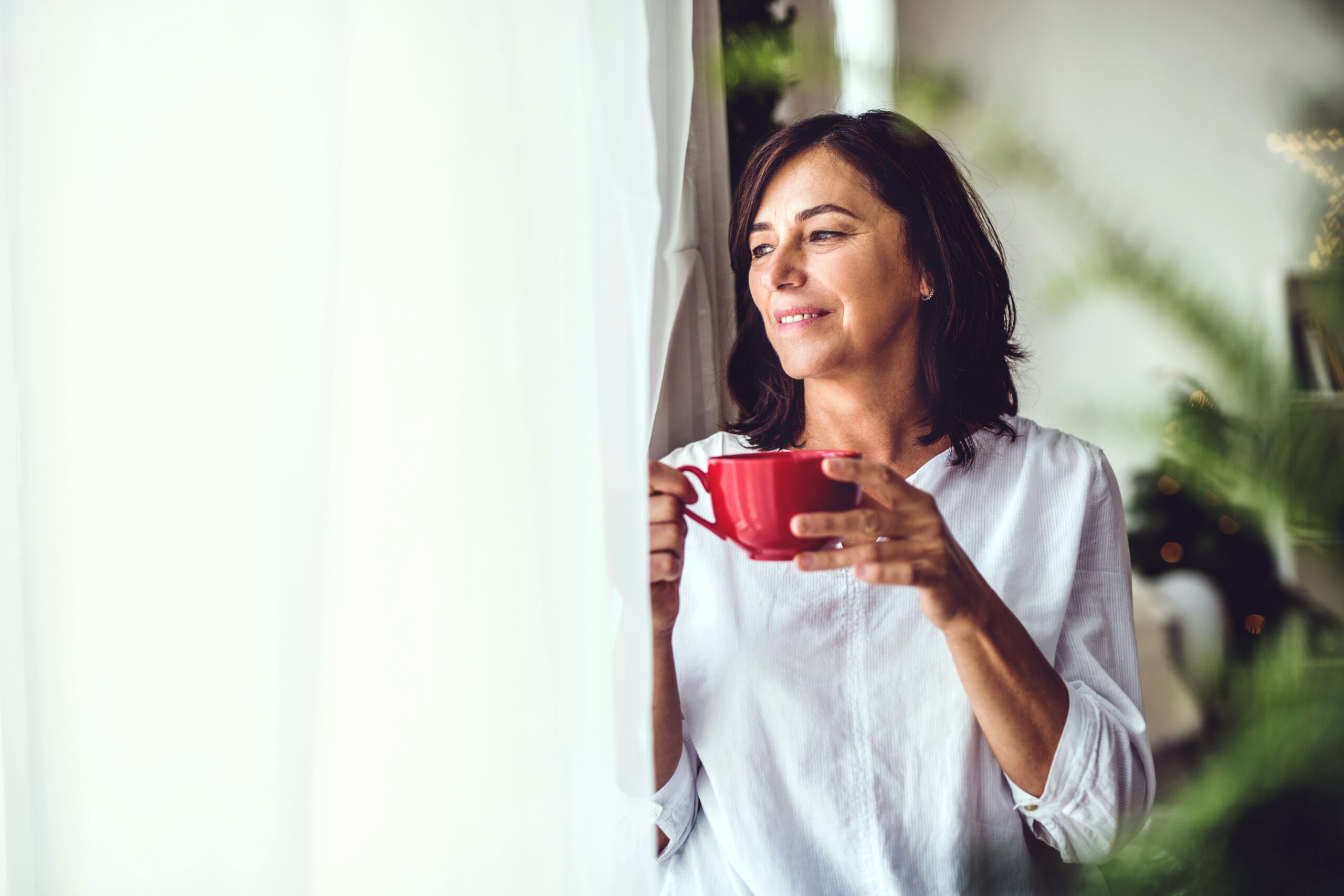 Woman enjoying morning coffee